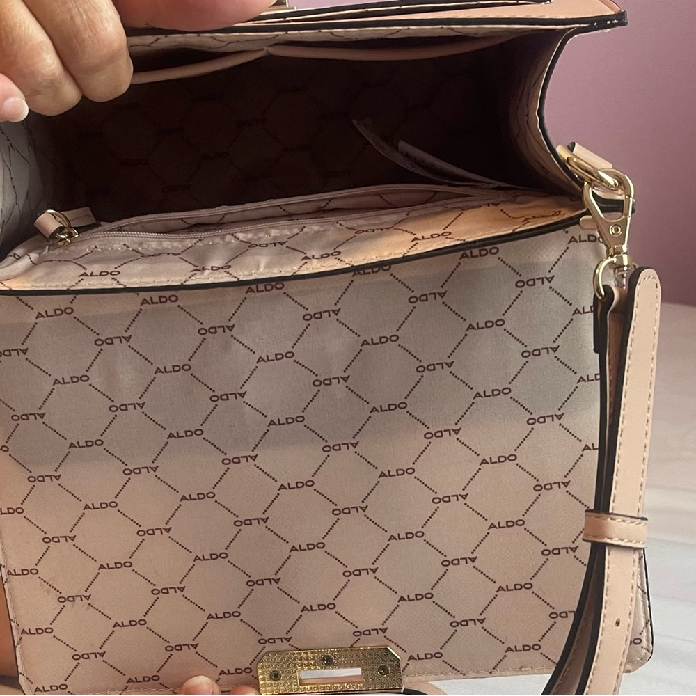 ALDO Beige and Pink Handbag satchel with Shoulder Strap - Picture 3 of 4